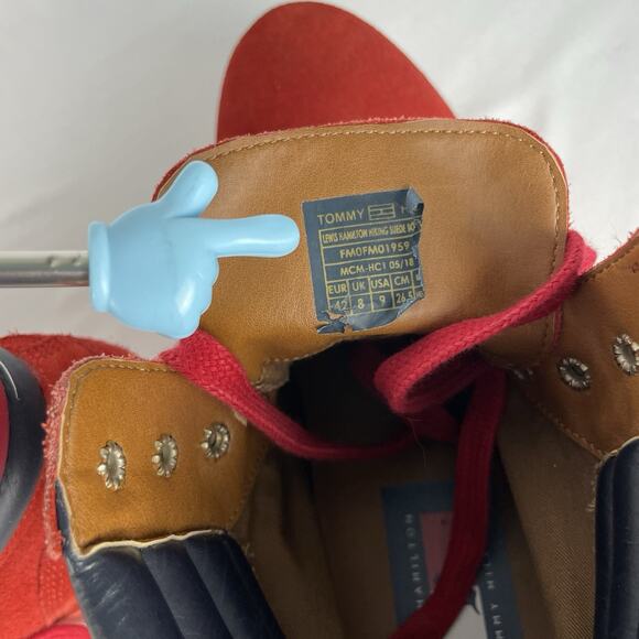 Tommy Hilfiger + Lewis Hamilton Red Suede Boots Men's Size 9 - Picture 7 of 8